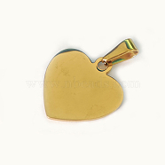 304 Stainless Steel Pendants, Stamping Blank Tag, Heart, Golden, 26x25x1.5mm, Hole: 10x4.5mm(STAS-I135-12G)