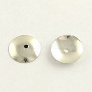 Iron Bead Caps, Cadmium Free & Nickel Free & Lead Free, Disc, Platinum, 6x1mm, Hole: 1mm(IFIN-R198-02P-NF)
