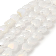 Glass Beads Strands, Heart, WhiteSmoke, 9.5x10x4mm, Hole: 1mm, about 79pcs/strand, 28.74 inch(73cm)(GLAA-G104-05C)