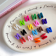 Opaque Acrylic European Beads, Large Hole Beads, Mixed Color, Letter N, 20.8x17x13.7mm, Hole: 6.3mm, 138~252pcs/500g(OACR-M027-01N)