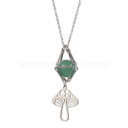 Natural Green Aventurine Interchangeable Holder Pendant Necklace for Women, with Mushroom Pendants, 17.64 inch(44.8cm)(NJEW-JN04631-01)