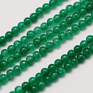 Natural White Jade Round Bead Strands, Dyed, Green, 3mm, Hole: 0.8mm, about 110pcs/strand, 15~15.5 inch(G-A130-3mm-F10)
