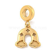 Ion Plating(IP) 304 Stainless Steel European Dangle Charms, Hollow Rainbow Large Hole Pendants, Golden, 24.5mm, Hole: 4.5mm, Pendnat: 13.5x14x2mm(STAS-U005-36G)