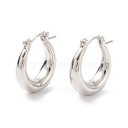 Brass Thick Hoop Earrings for Women, Lead Free & Cadmium Free, Platinum, 20x18.5x6mm, Pin: 0.9mm(EJEW-I270-02P)