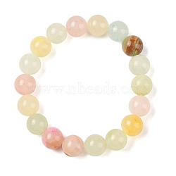 Natural Green Jade(Dyed) Round Beaded Stretch Bracelets, Chocolate, Inner Diameter: 2 inch(5cm), 10mm(G-U005-01C-02)