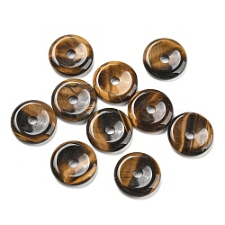Natural Tiger Eye China Safety Buckle Pendants, 15~16x3~4mm, Hole: 3mm(G-B052-11)