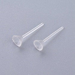 Plastic Stud Earring Findings, Clear, 5mm, Pin: 0.7mm(KY-G006-01-5mm)