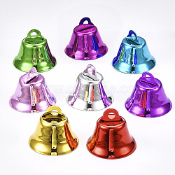 Iron Bell Pendants, Mixed Color, 21.5x26mm, Hole: 3mm(X-IFIN-S702-02B)