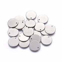 304 Stainless Steel Charms, Stamping Blank Tag, Flat Round, Stainless Steel Color, 16x0.8mm, Hole: 1.4mm(STAS-L234-081C)