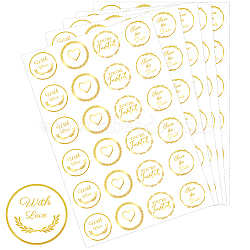 Word Gold Foil Self-adhesive Stickers, for DIY Photo Album Diary Scrapbook Decoration, Round, 192x135x0.6mm, Sticker: 25~35x29~35mm(DIY-WH20001-13H)