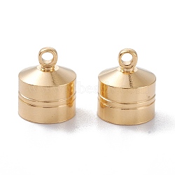 Brass Cord Ends, End Caps, Long-Lasting Plated, Column with Loop, Real 24K Gold Plated, 14x11.5mm, Hole: 2mm, Inner Diameter: 10mm(KK-D002-05G)