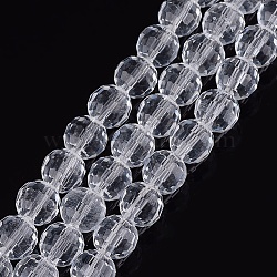 Transparent Glass Bead Strands, Faceted, Round, Clear, 8mm, Hole: 1mm, about 72pcs/strand, 21.8 inch(X-GLAA-R095-8mm-15)