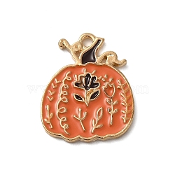 Thanksgiving Day Golden Tone Alloy Enamel Pendants, Pumpkin, 21.5x17.5x1.5mm, Hole: 1.8mm(ENAM-M002-01N-G)