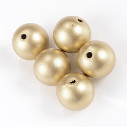 Matte Style Spray Painted Acrylic Beads, Round, Gold, 8mm, Hole: 2mm(X-ACRP-S669-8mm-02)