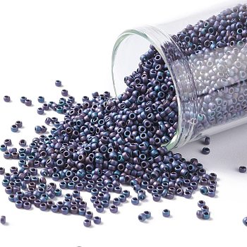 TOHO Round Seed Beads, Japanese Seed Beads, (705) Matte Color Frost Iris Blue, 15/0, 1.5mm, Hole: 0.7mm, about 3000pcs/bottle, 10g/bottle