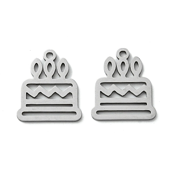 201 Stainless Steel Pendants, Laser Cut, Cake Charm, Stainless Steel Color, 17.5x15x1mm, Hole: 1.5mm