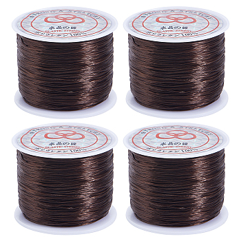 4 Rolls Flat Elastic Crystal String, Elastic Beading Thread, for Stretch Bracelet Making, Dyed, Saddle Brown, 0.8mm, about 65.61 yards(60m)/roll