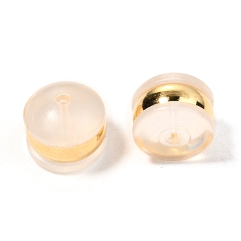 TPE Plastic Ear Nuts, with 316 Surgical Stainless Steel Findings, Earring Backs, Half Round/Dome, Real 18k Gold Plated, 4x5.5mm