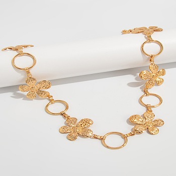 Alloy Flower Link Chain Waist Belly Chains for Women, Golden, 1100mm