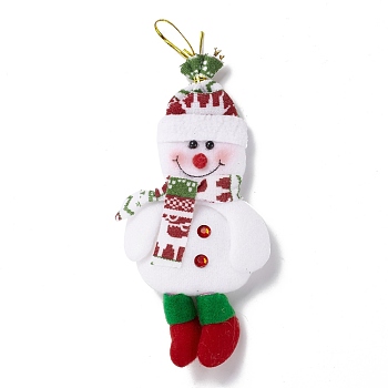 Non Woven Fabric Christmas Pendant Decorations, with Plastic Eyes, Snowman, White, 230mm