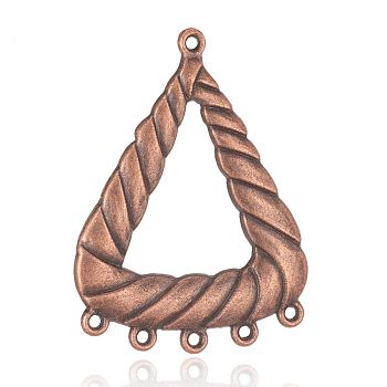 Alloy Links, Triangle, Red Copper, 44x33x2mm, Hole: 1mm