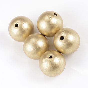 Matte Style Spray Painted Acrylic Beads, Round, Gold, 8mm, Hole: 2mm