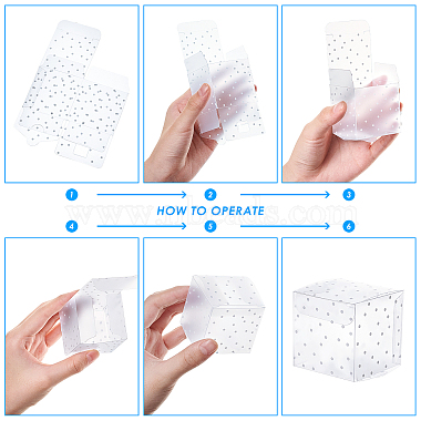 Polka Dot Pattern Transparent PVC Square Favor Box Candy Treat Gift Box(CON-BC0006-22)-3