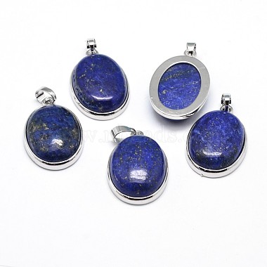 Platinum Oval Lapis Lazuli Pendants