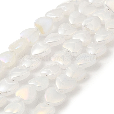 WhiteSmoke Heart Glass Beads