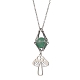 Natural Green Aventurine Interchangeable Holder Pendant Necklace for Women(NJEW-JN04631-01)-1