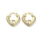 Clear Cubic Zirconia Heart Hoop Earrings(EJEW-F329-01G)-1