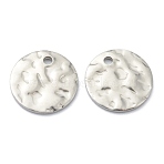 Tarnish Resistant 304 Stainless Steel Charms, Textured, Flat Round, Stainless Steel Color, 12x1mm, Hole: 1.2mm(STAS-H157-03C-P)