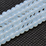 Round Opal Beads Strands, Grade AA, White, 8mm, Hole: 1mm, about 50pcs/strand, 15 inch(GLAA-F033-8mm-01)