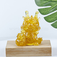 Resin Dragon Display Decoration, with Natural Citrine Chips inside Statues for Home Office Decorations, 55x40x70mm(PW-WG73739-01)