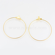 Steel & Brass Wire Pendants, Flat Round, Golden, 33~34x31~32x0.5mm, Hole: 1mm(X-KK-R056-05G)