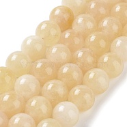 Dyed Natural Malaysia Jade Beads Strands, Round, Gold, 10mm, Hole: 1.2mm, about 19pcs/strand, 7.09 inch(18cm)(G-G021-02C-11)
