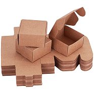Kraft Paper Box, Square, BurlyWood, 6.2x6.2x3.5cm(PH-CON-WH0036-01)