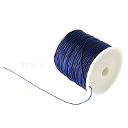 Braided Nylon Thread, Chinese Knotting Cord Beading Cord for Beading Jewelry Making, Prussian Blue, 0.8mm, about 100yards/roll(NWIR-R006-0.8mm-335)