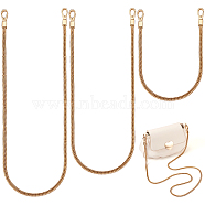 3Pcs 3 Styles Iron Flat Snake Chain Bag Straps, with Alloy Snap Clasp, Light Gold, 400~1220x6mm, 1pc/style(FIND-BT0001-26)