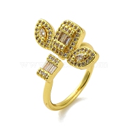 Brass with Cubic Zirconia Rings, Real 18K Gold Plated, Crown, Inner Diameter: 17mm(RJEW-B057-04G-03)