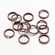 Red Copper Color Brass Jump Rings, Cadmium Free & Lead Free, Open Jump Rings, 18 Gauge, 8x1mm, Inner Diameter: 6mm, about 430pcs/50g(X-JRC8MM-R)