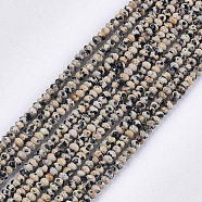 Natural Dalmatian Jasper Beads Strands, Faceted, Rondelle, 3.5~4x2.5~3mm, Hole: 1mm, about 120~122pcs/strand, 14.7~15.1 inch(G-S354-46)