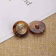 1-Hole Resin Shank Buttons, with Alloy Finding, for Garment Accessories, Flat Round, Coconut Brown, 21mm(SENE-PW0013-09B-02)