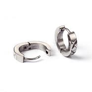 304 Stainless Steel Huggie Hoop Earrings, Hypoallergenic Earrings, Stainless Steel Color, 13.5x3mm, Pin: 1mm(EJEW-N0020-142)