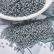 MIYUKI Delica Beads, Cylinder, Japanese Seed Beads, 11/0, (DB1793) White Lined Gray AB, 1.3x1.6mm, Hole: 0.8mm, about 10000pcs/bag, 50g/bag(SEED-X0054-DB1793)