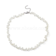 Glass Teardrop Beaded Necklaces, 304 Stainless Steel Jewelry for Women, Light Goldenrod Yellow, 15.51''(39.4cm)(NJEW-JN04273-01)