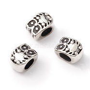 304 Stainless Steel European Beads, Large Hole Beads, Manual Polishing, Owal, Antique Silver, 10.5x7.5x7mm, Hole: 5mm(STAS-M298-03AS)