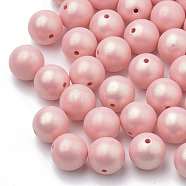 Spray Painted Style Acrylic Beads, Rubberized, Round, Salmon, 8mm, Hole: 1mm, about 1800pcs/500g(MACR-T010-8mm-05)