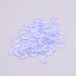 Transparent Glass Beads, with Glitter Powder, Top Drilled, Moon, Light Sky Blue, 16.5x11.5x3mm, Hole: 1.2mm(GLAA-WH0022-55C)