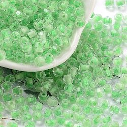 Glass Seed Beads, Inside Colours, Bicone, Lime, 4.5x3.5mm, Hole: 1.4mm, about 5625pcs/pound(SEED-A032-01B)